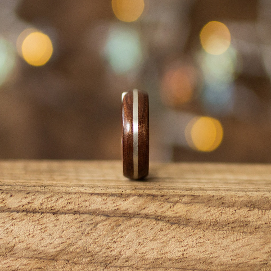 Makore Bentwood Ring With Silver Inlay