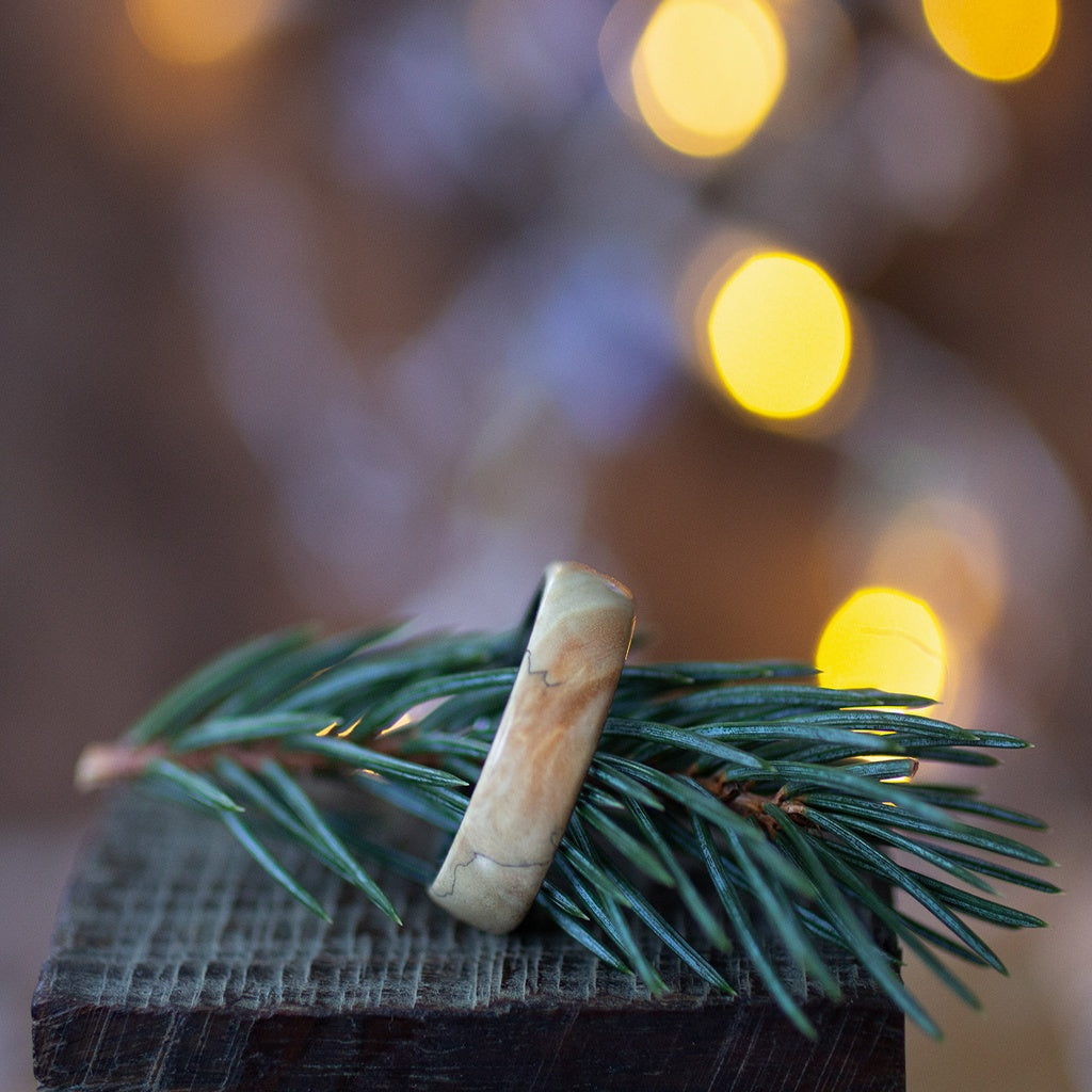 Oak Burl Ring With Stainless Steel Inside