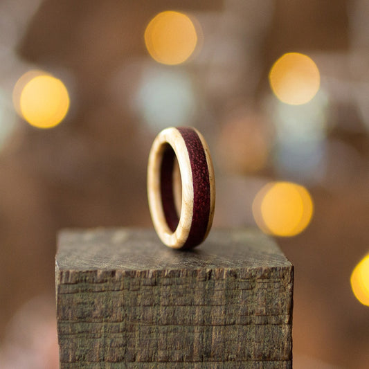 Purple-White Wooden Ring