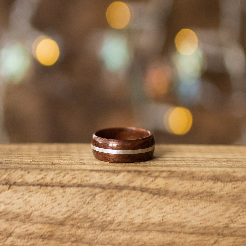 Makore Bentwood Ring With Silver Inlay