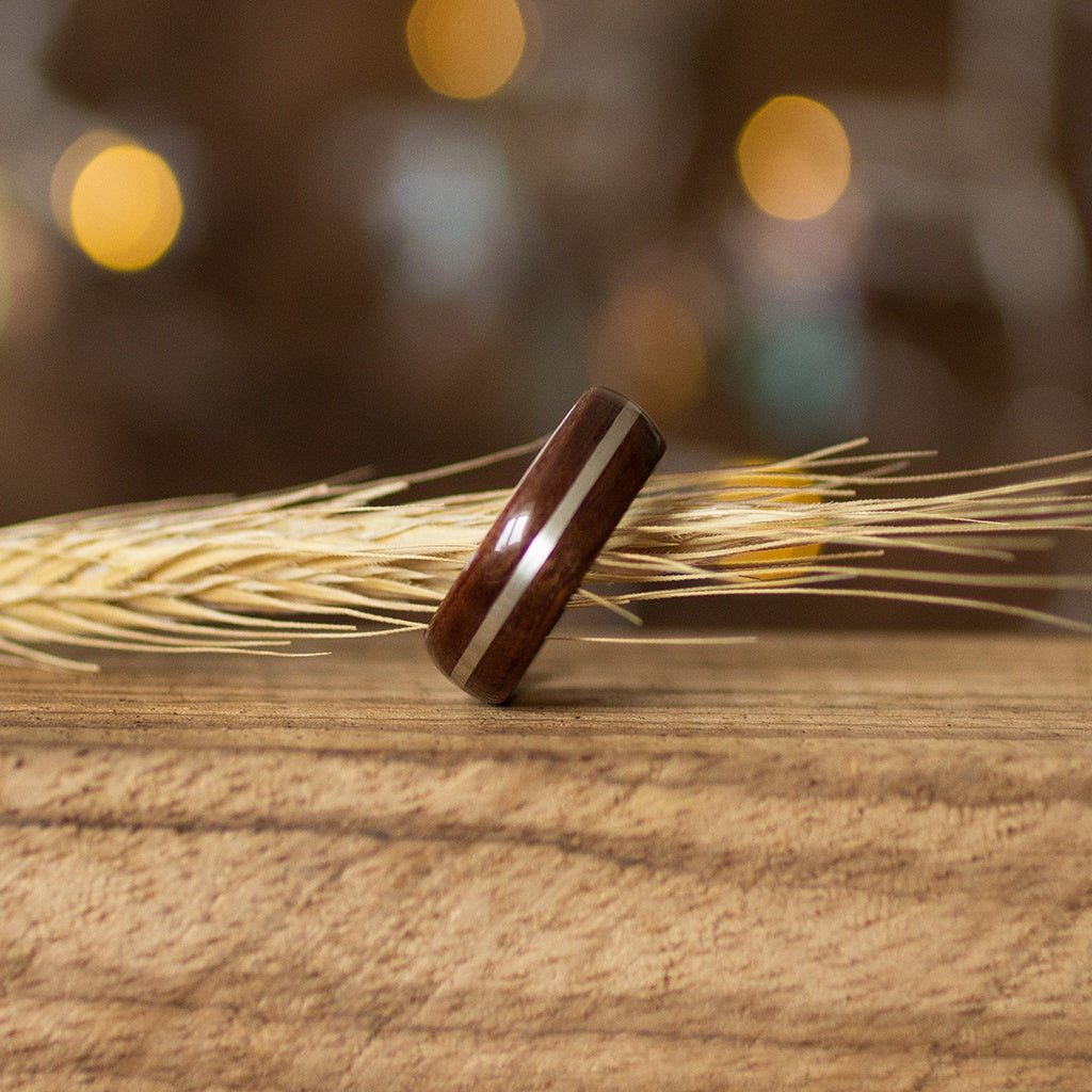 Makore Bentwood Ring With Silver Inlay