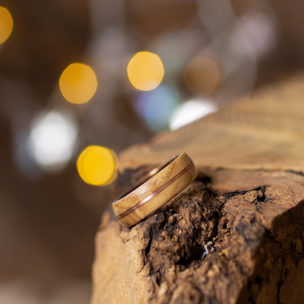 Ash Wood Ring With Copper Inlay