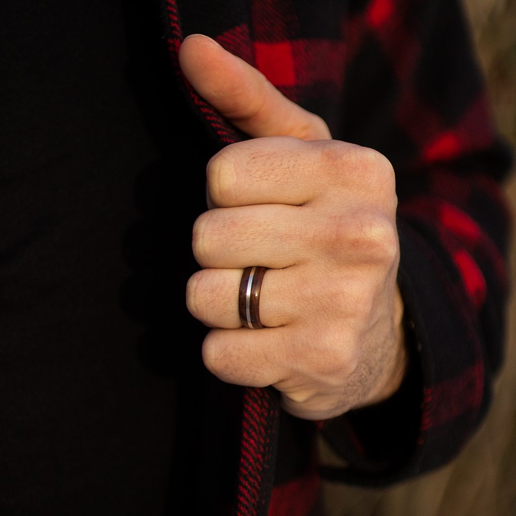 Makore Bentwood Ring With Silver Inlay