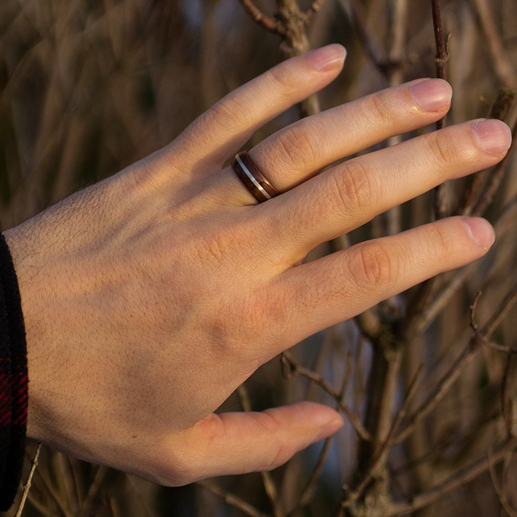 Makore Bentwood Ring With Silver Inlay